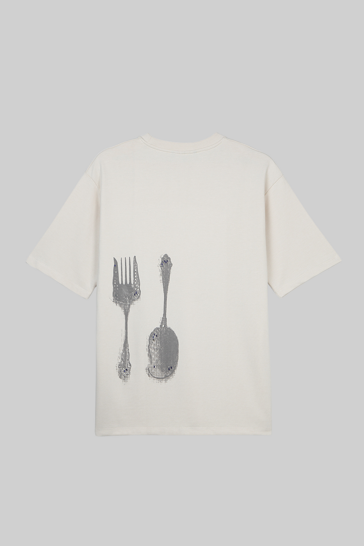 CUTLERY BEADED T-SHIRT