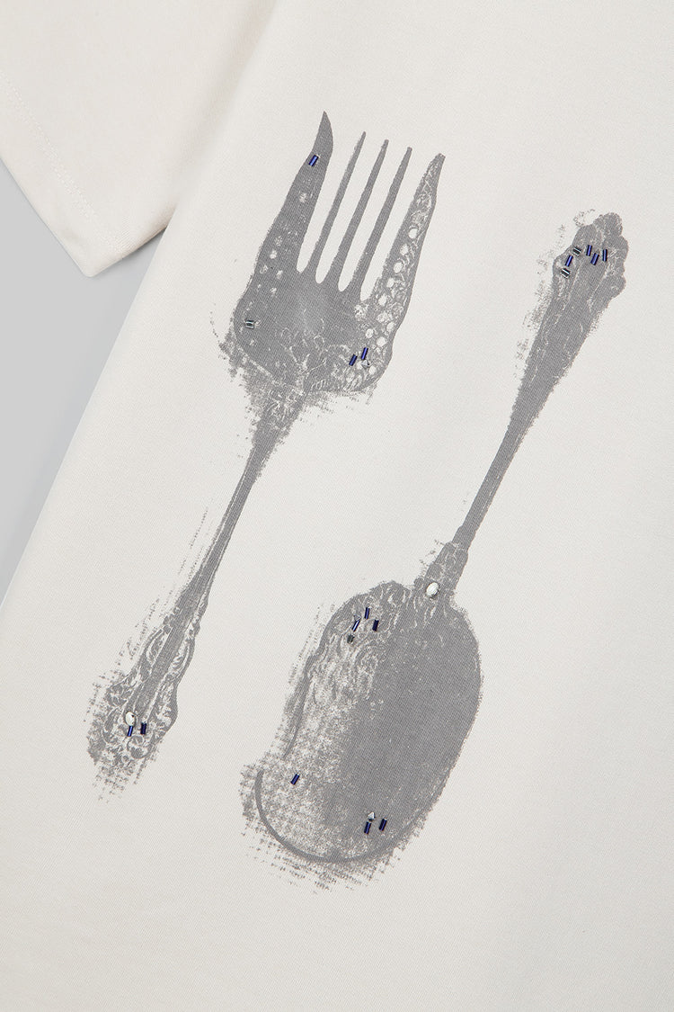 CUTLERY BEADED T-SHIRT