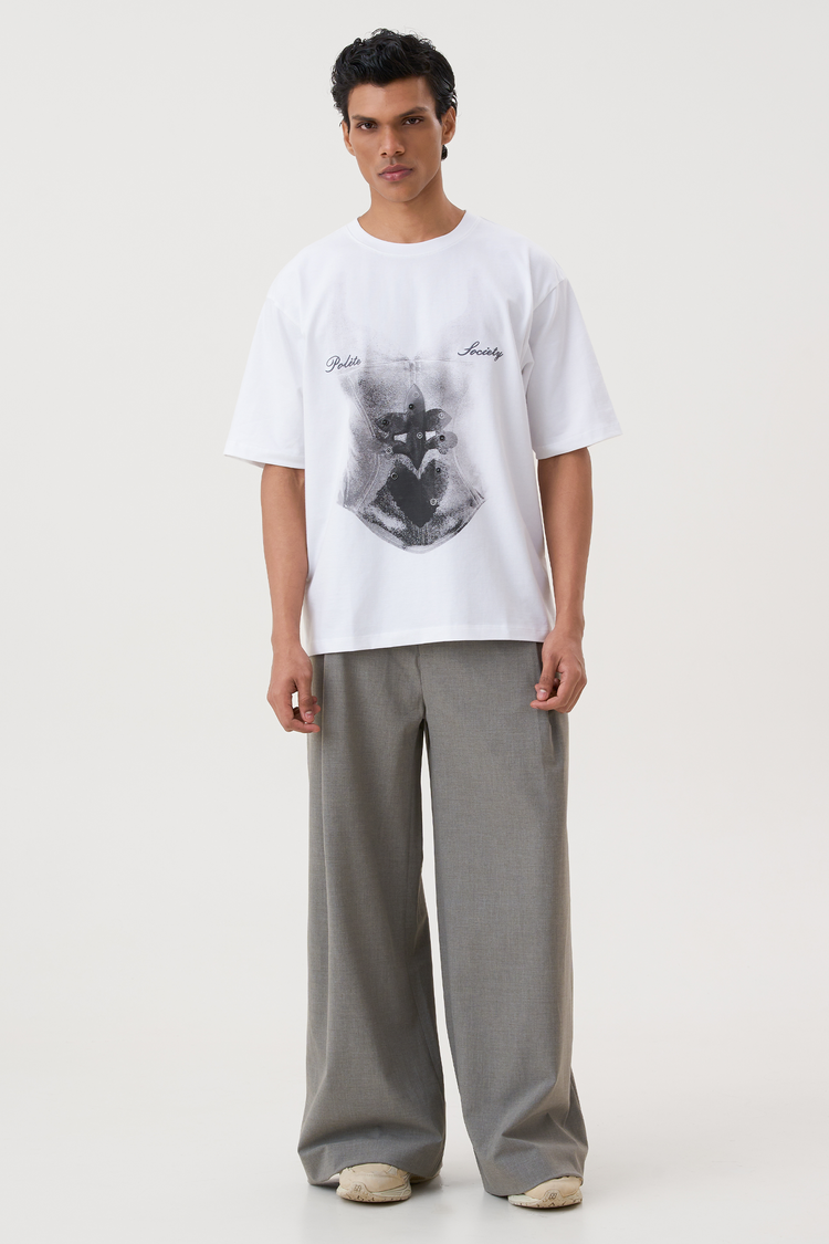PLEATED WIDE LEG TROUSERS