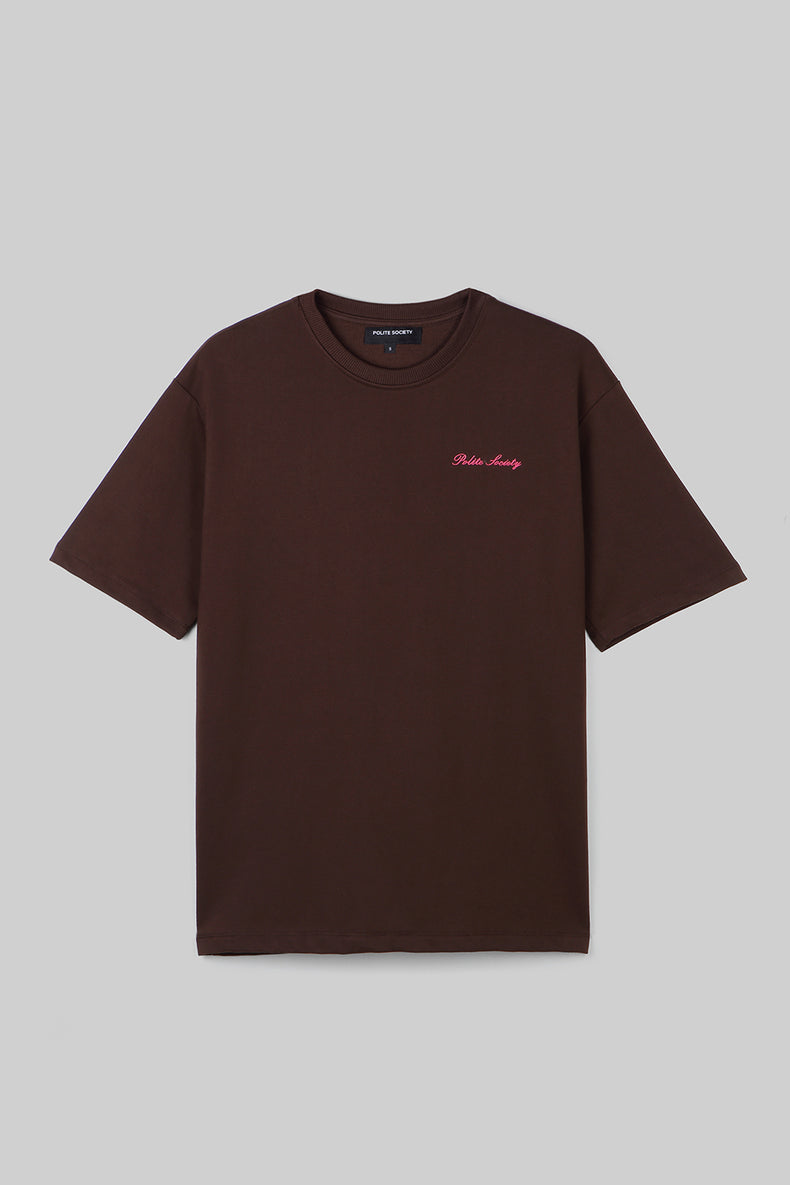CUTLERY BEADED T-SHIRT BROWN