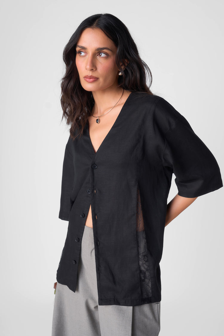 LACE DETAIL UNISEX SHIRT