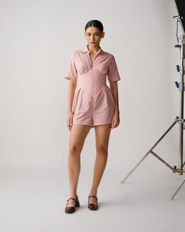 MEXI CORSET PLAYSUIT - PINK