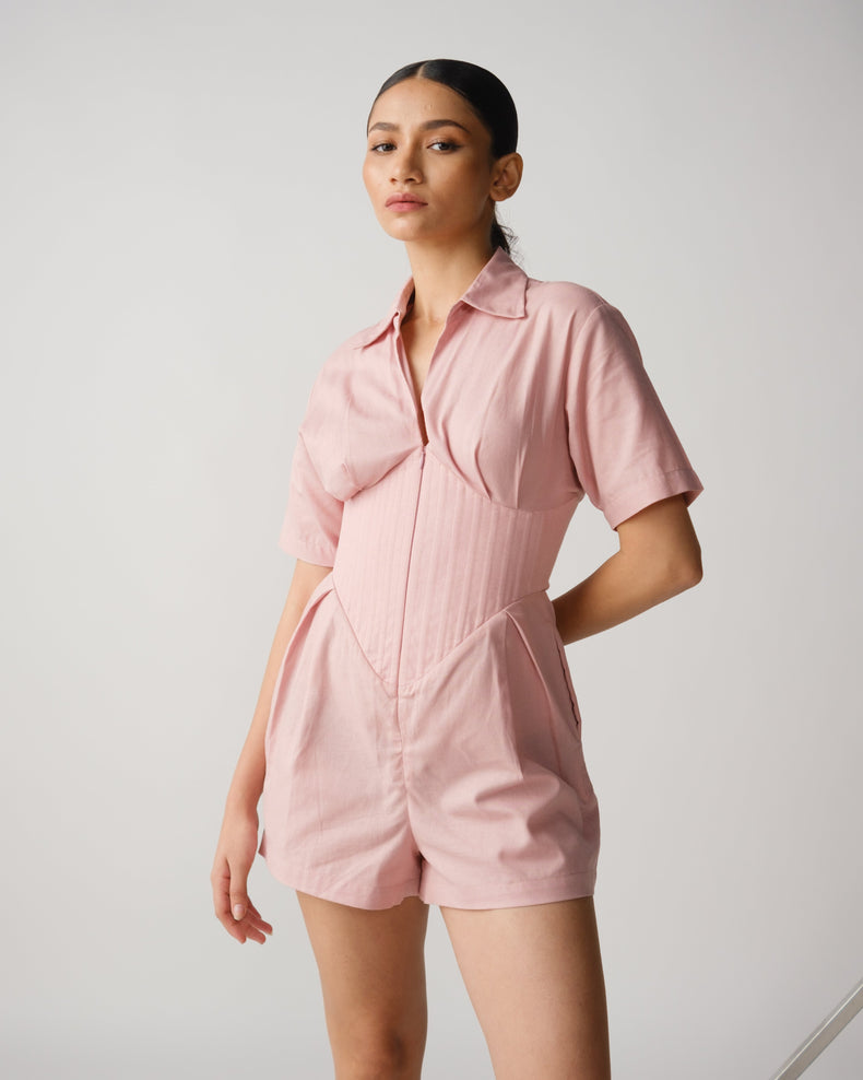 MEXI CORSET PLAYSUIT - PINK