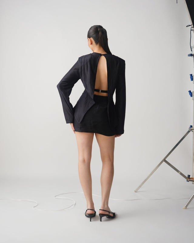 SARANYA COWL TOP - BLACK