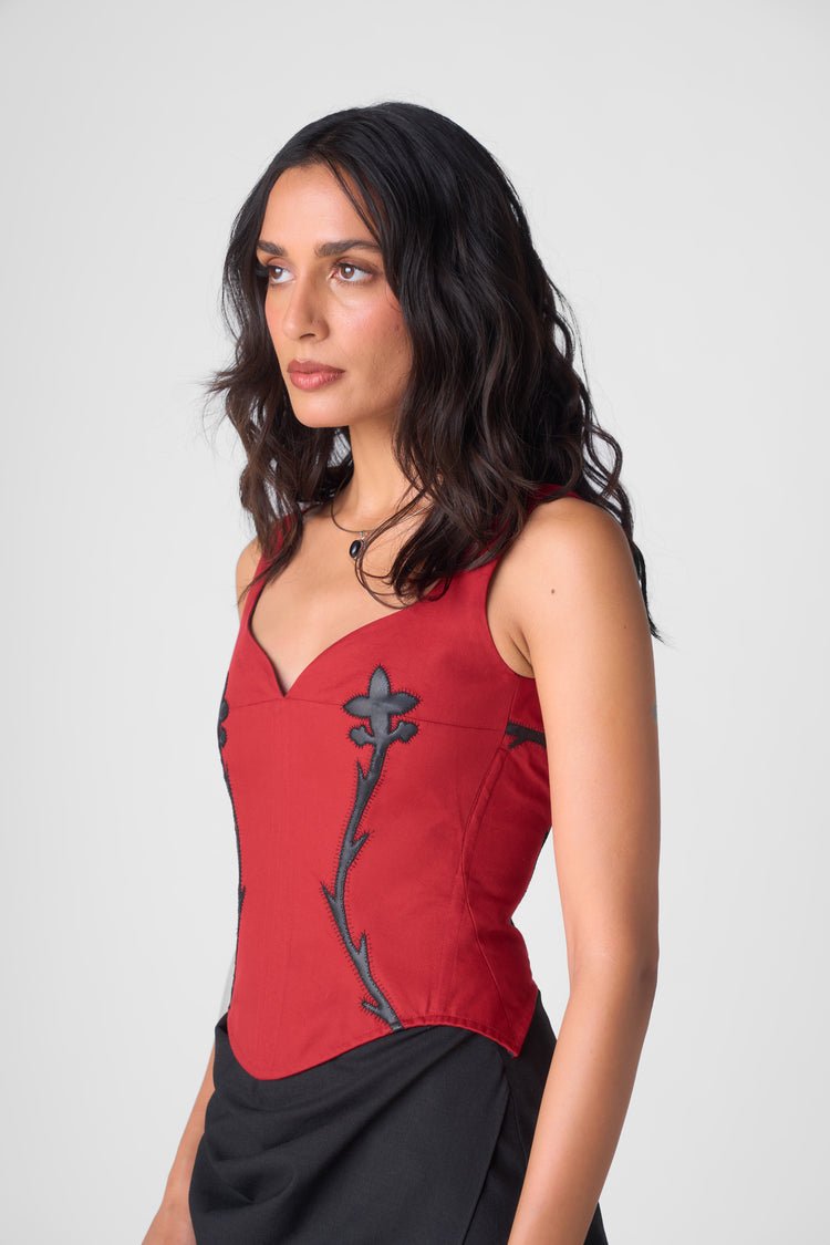 HERA APPLIQUE CORSET - RED