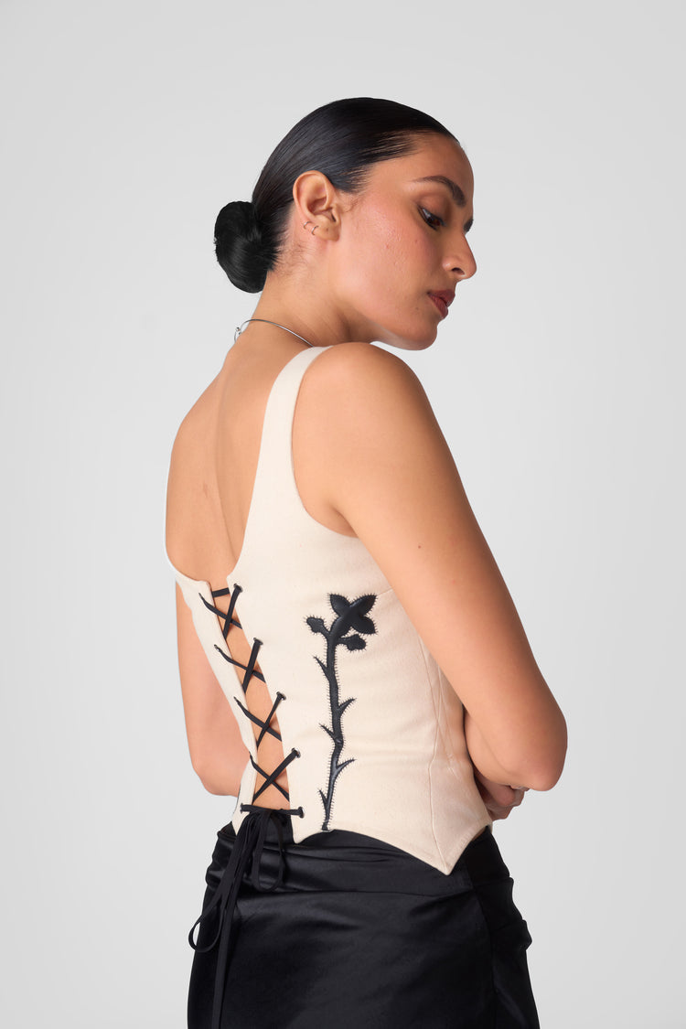 HERA APPLIQUE CORSET - ECRU