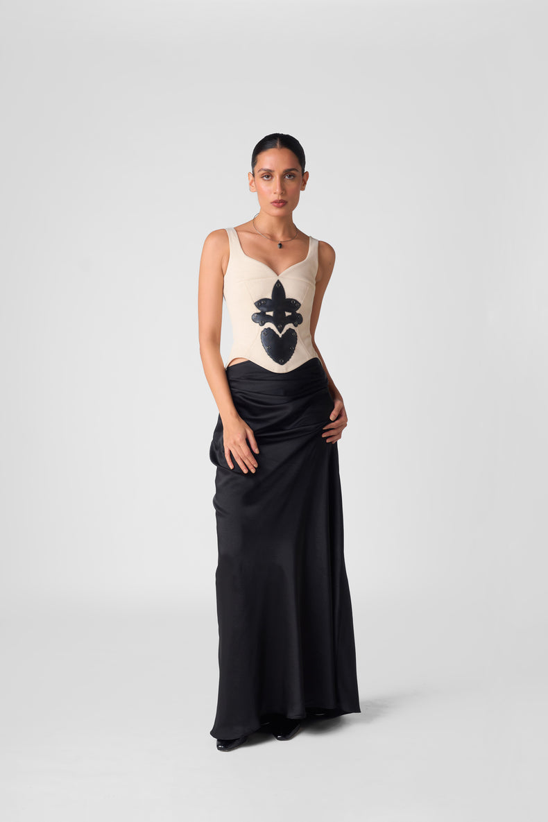 DRAPED SATIN SKIRT