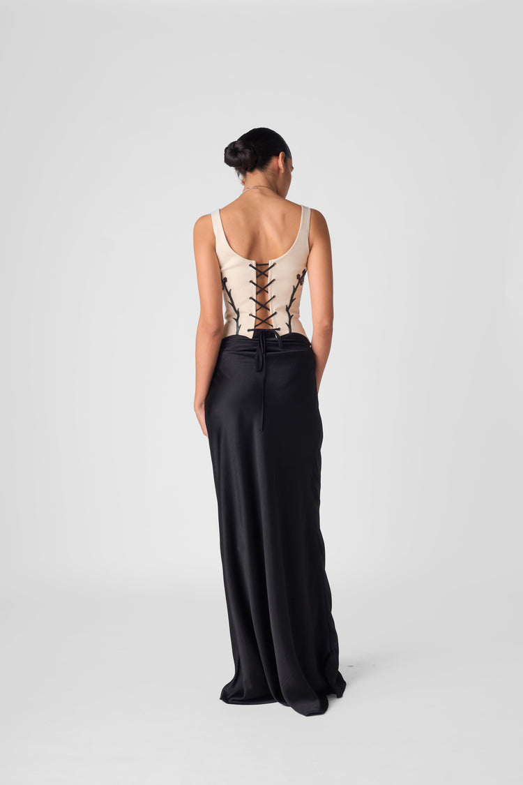 DRAPED SATIN SKIRT