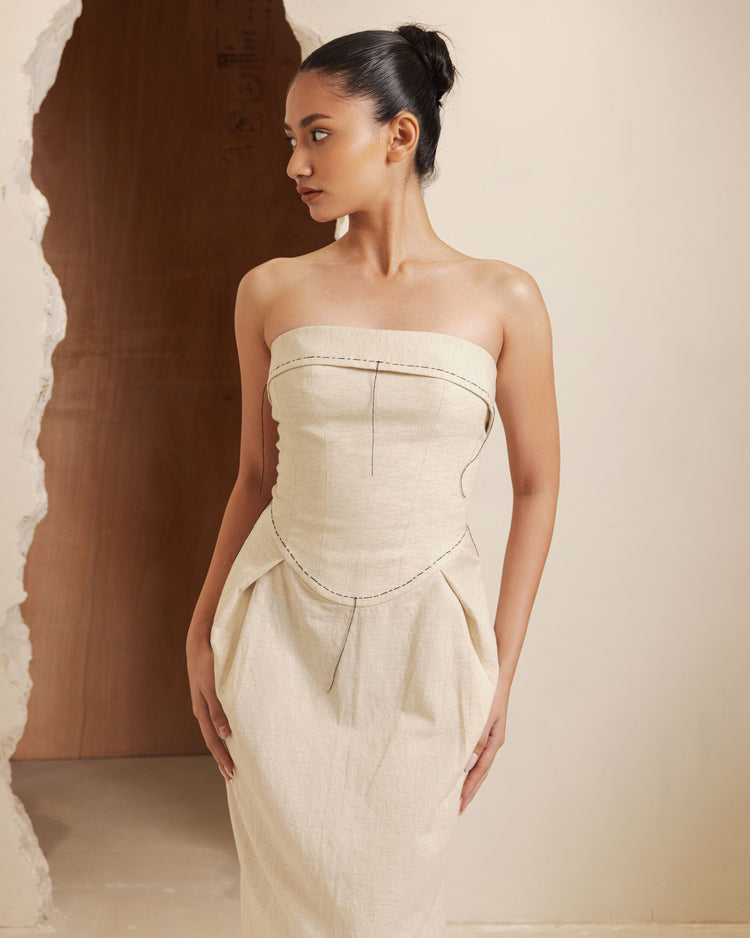 CORA CORSET DRESS - CREME