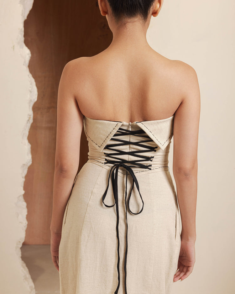 CORA CORSET DRESS - CREME