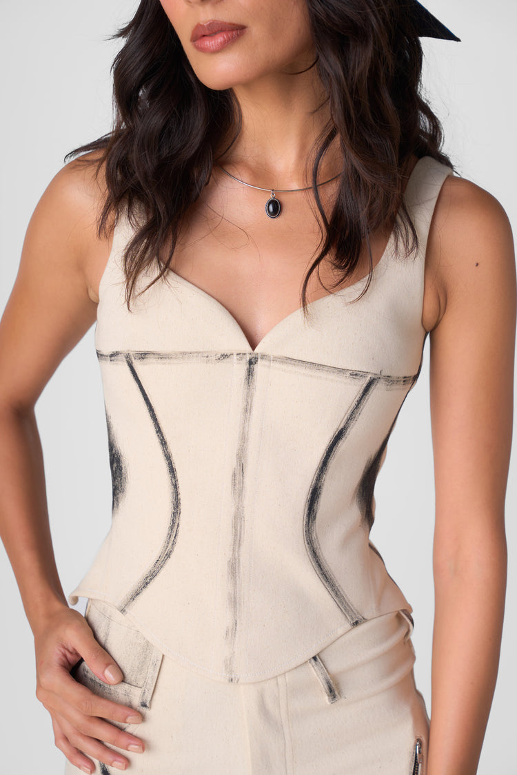 GREASY DENIM CORSET