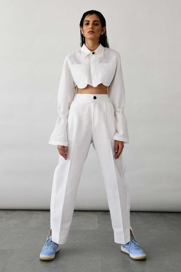 PLEATED LINEN PANTS - Polite Society - BOTTOMS