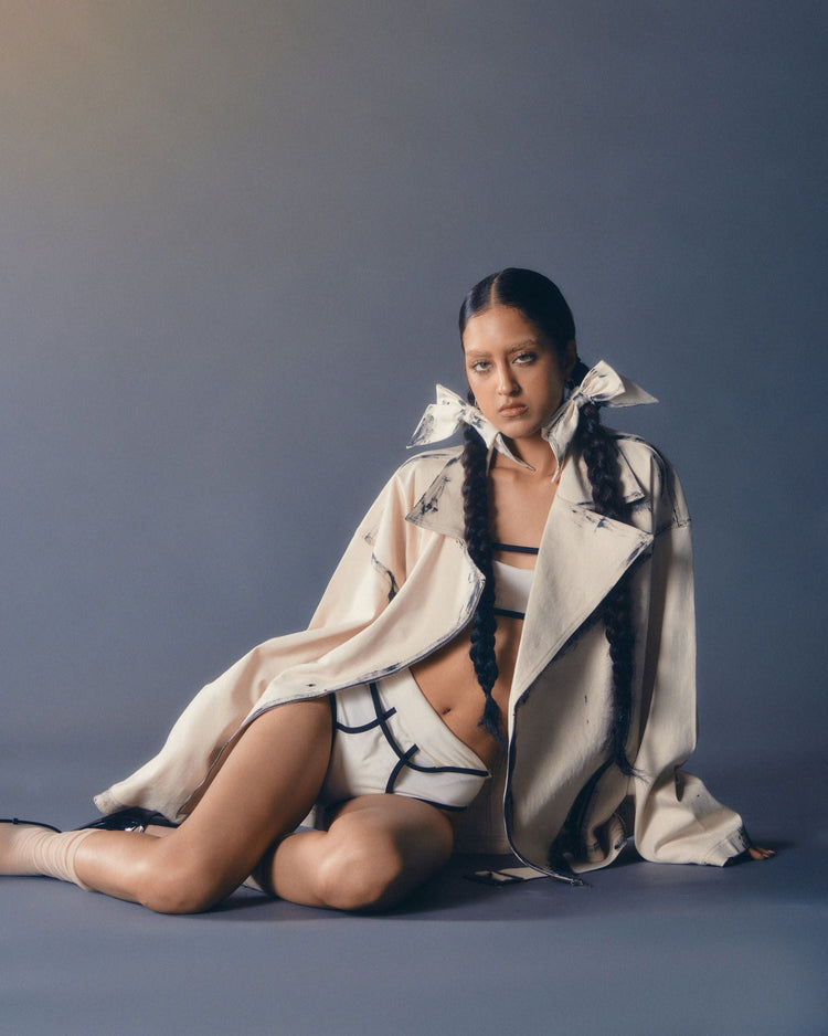 GREASY DENIM BIKER JACKET