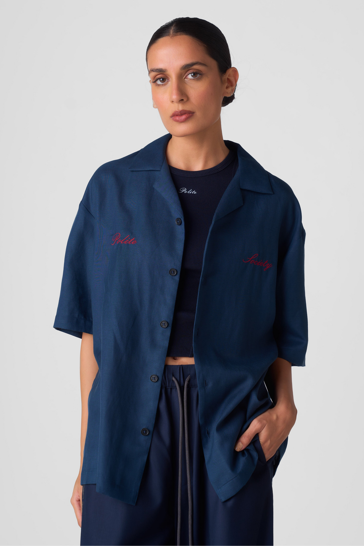 HAND APPLIQUE BOWLING SHIRT