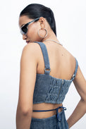FRONT LACE CORSET TOP: HERRINGBONE - Polite Society