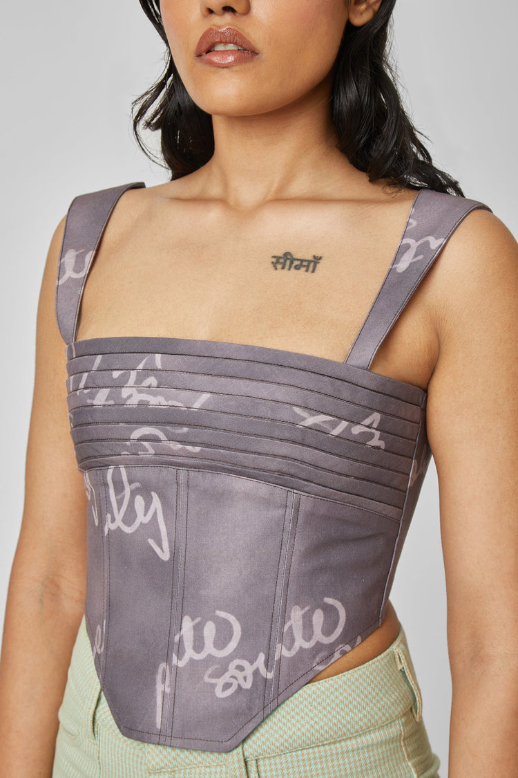MUDDY LOGO CORSET TOP - Polite Society