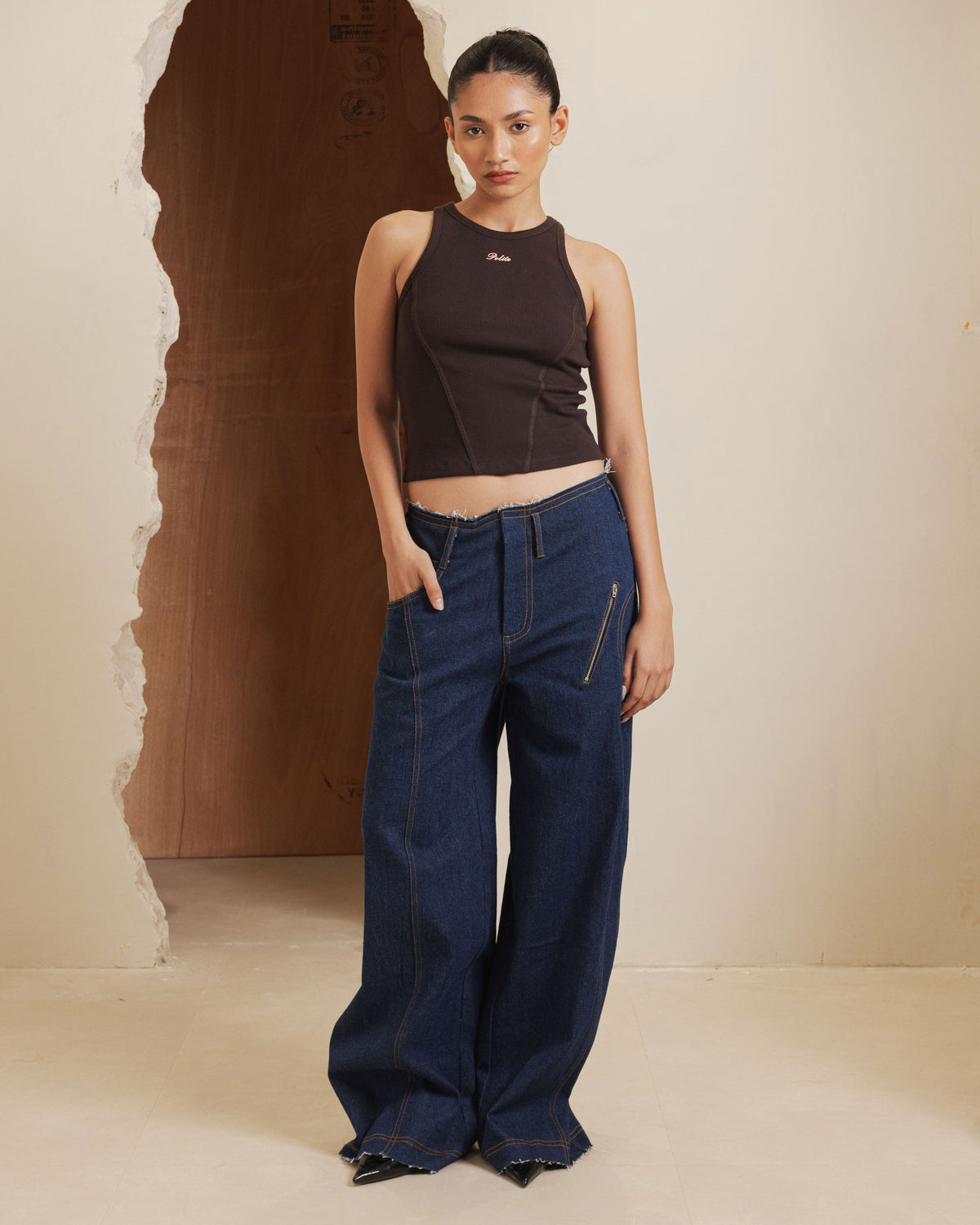 DENIM BIKER JEANS