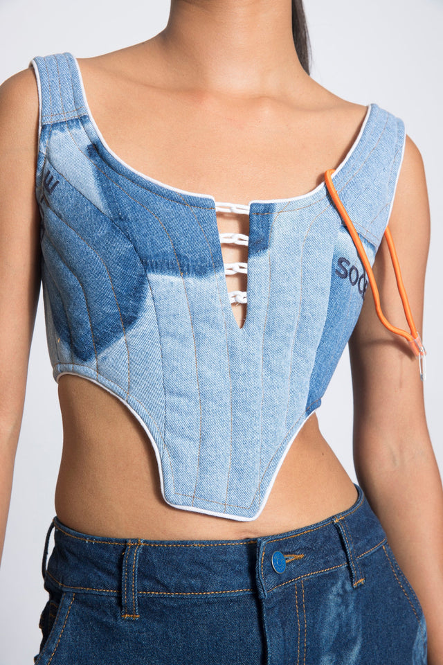 UPCYCLED DENIM QUILTED CORSET - Polite Society