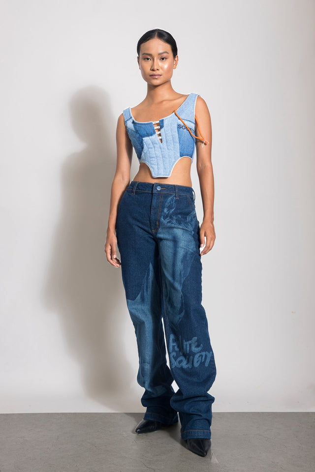 UPCYCLED DENIM QUILTED CORSET - Polite Society