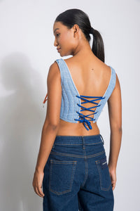 UPCYCLED DENIM QUILTED CORSET - Polite Society