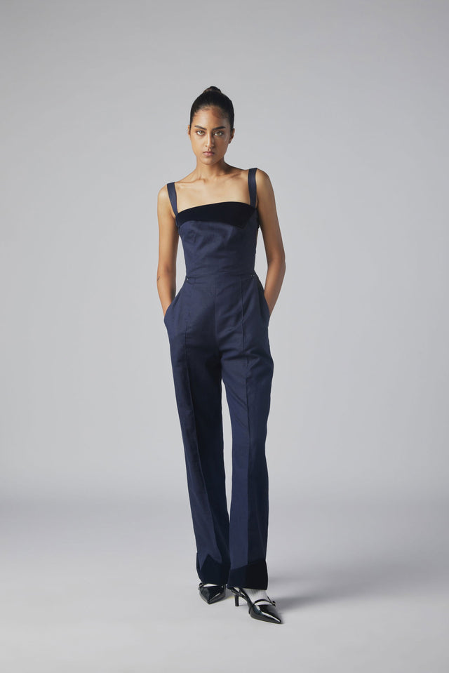 VELVET COLLAR JUMPSUIT - Polite Society